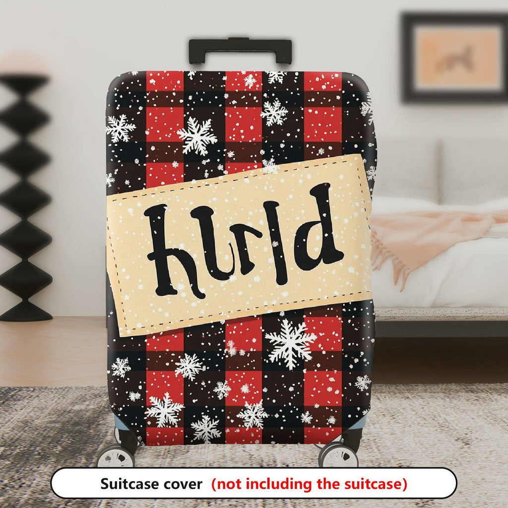 1-Piece Plaid Snowflake Rustic Winter Holiday Christmas  Suitcase Luggage Cover, Stretch Protective Sleeve