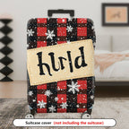 1-Piece Plaid Snowflake Rustic Winter Holiday Christmas  Suitcase Luggage Cover, Stretch Protective Sleeve