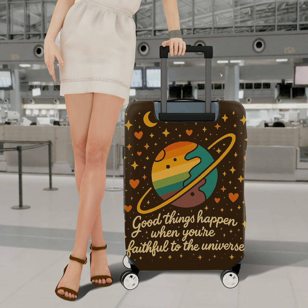 1-Piece Cosmic Planet Rainbow Heart Moon Star  Suitcase Luggage Cover, Stretch Protective Sleeve