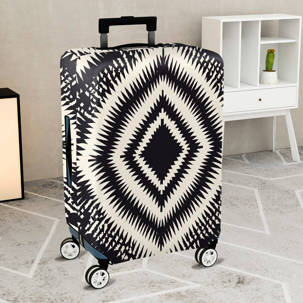 1-Piece Tribal Geometric Diamond Pattern Black White  Suitcase Luggage Cover, Stretch Protective Sleeve