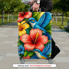 1-Piece Colorful Floral Bird Art Luggage  Suitcase Luggage Cover, Stretch Protective Sleeve