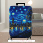 1-Piece Starry Night City Skyline Abstract Artistic Landscape  Suitcase Luggage Cover, Stretch Protective Sleeve