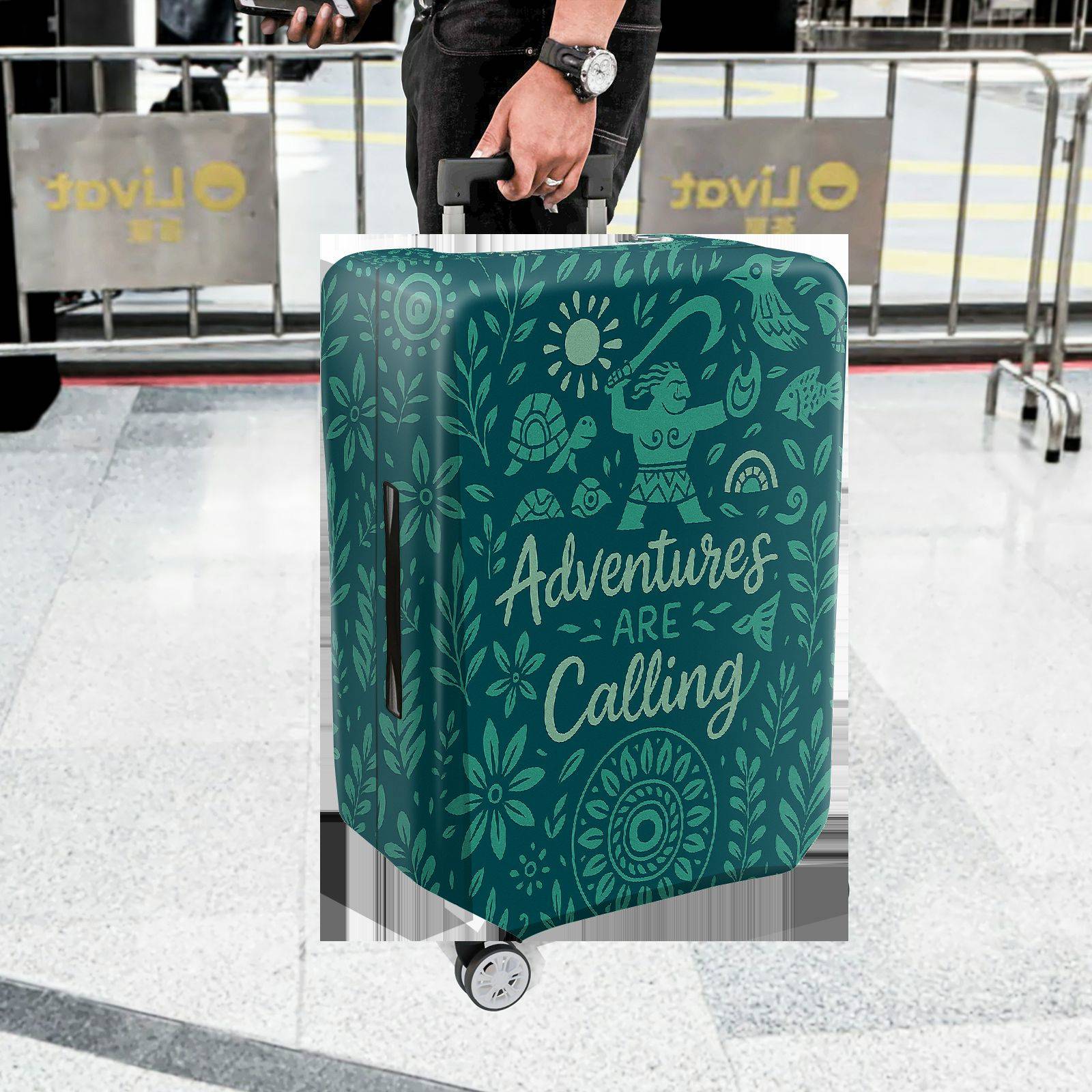 1-Piece Adventure Tribal Nature Floral Pattern  Suitcase Luggage Cover, Stretch Protective Sleeve