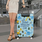 1-Piece Cute Dino Construction Car Travel Holiday Fun  Suitcase Luggage Cover, Stretch Protective Sleeve