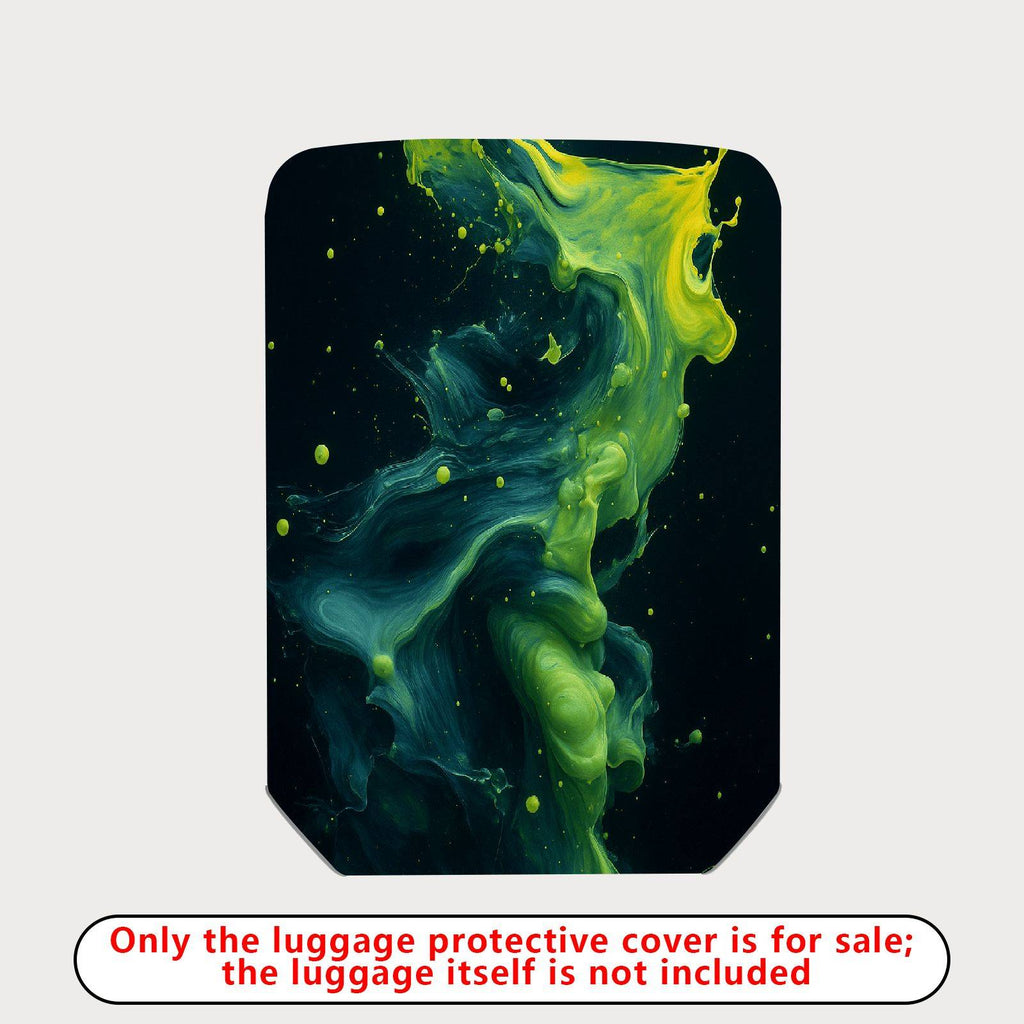 1-Piece Abstract Swirl Splash Green Black Artistic  Suitcase Luggage Cover, Stretch Protective Sleeve