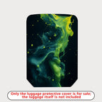 1-Piece Abstract Swirl Splash Green Black Artistic  Suitcase Luggage Cover, Stretch Protective Sleeve