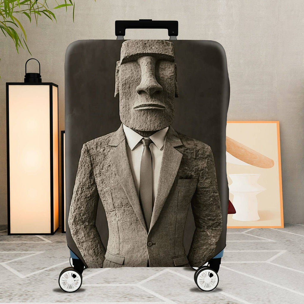 1-Piece Abstract Sculpture Suit Moai Art Stone  Suitcase Luggage Cover, Stretch Protective Sleeve
