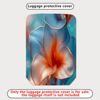 1-Piece Abstract Floral Blue Orange Artistic Luggage  Suitcase Luggage Cover, Stretch Protective Sleeve