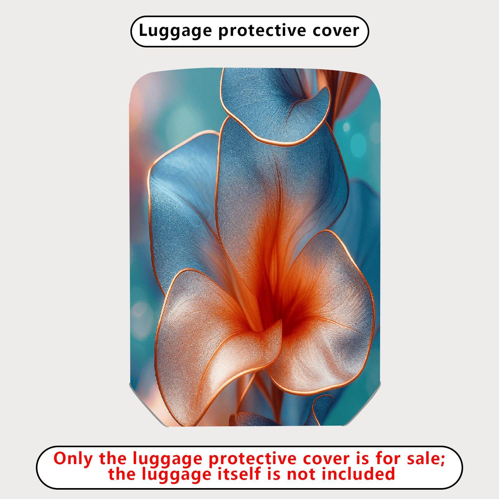 1-Piece Abstract Floral Blue Orange Artistic Luggage  Suitcase Luggage Cover, Stretch Protective Sleeve