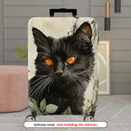 1-Piece Black Cat Artistic Nature Plant Minimalist  Suitcase Luggage Cover, Stretch Protective Sleeve