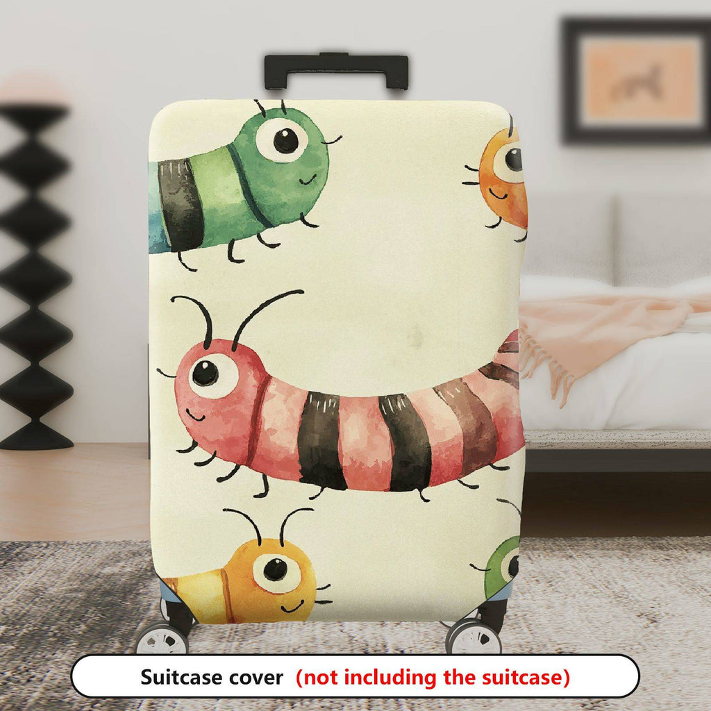 1-Piece Colorful Cute  Caterpillar Animal Fun Playful  Suitcase Luggage Cover, Stretch Protective Sleeve