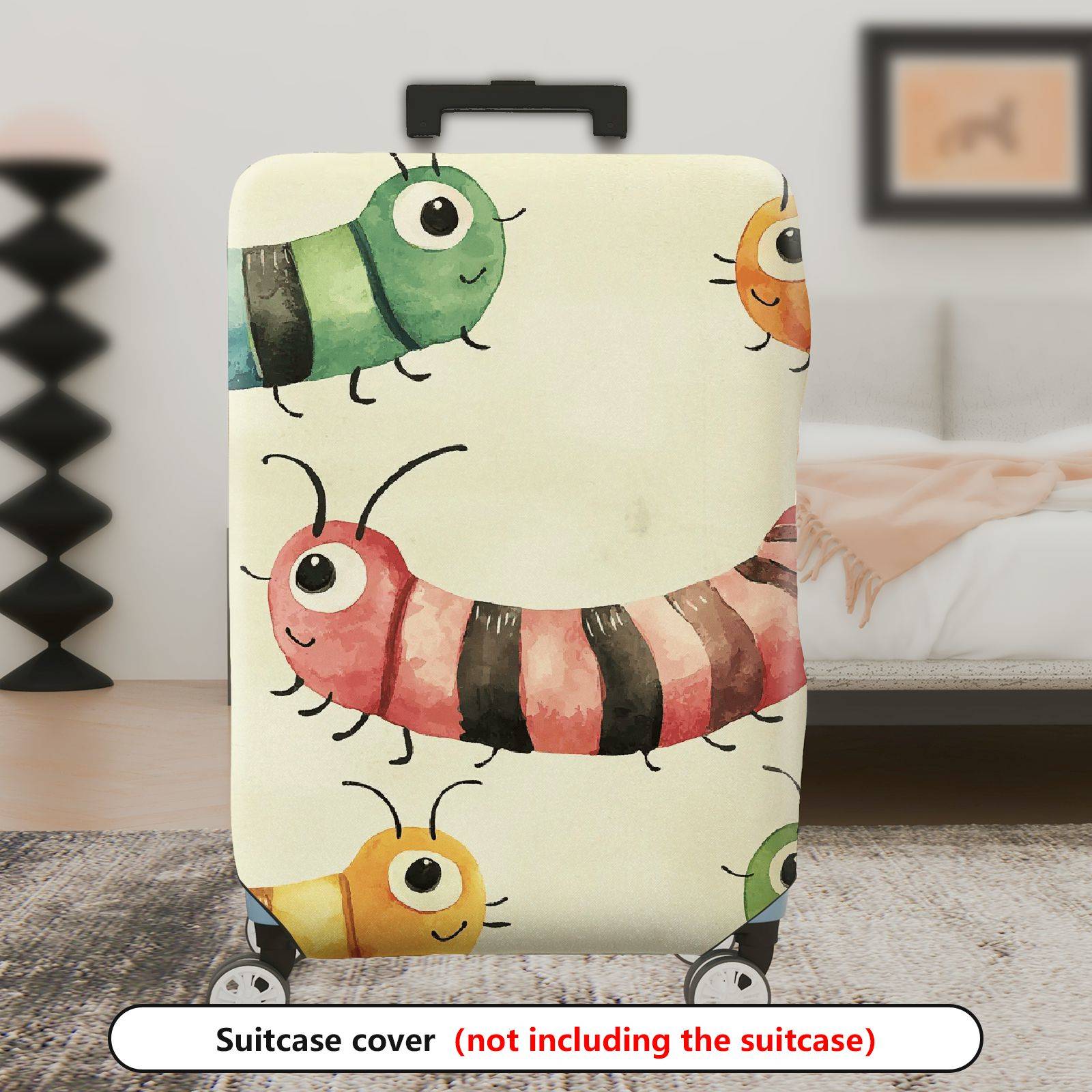 1-Piece Colorful Cute  Caterpillar Animal Fun Playful  Suitcase Luggage Cover, Stretch Protective Sleeve