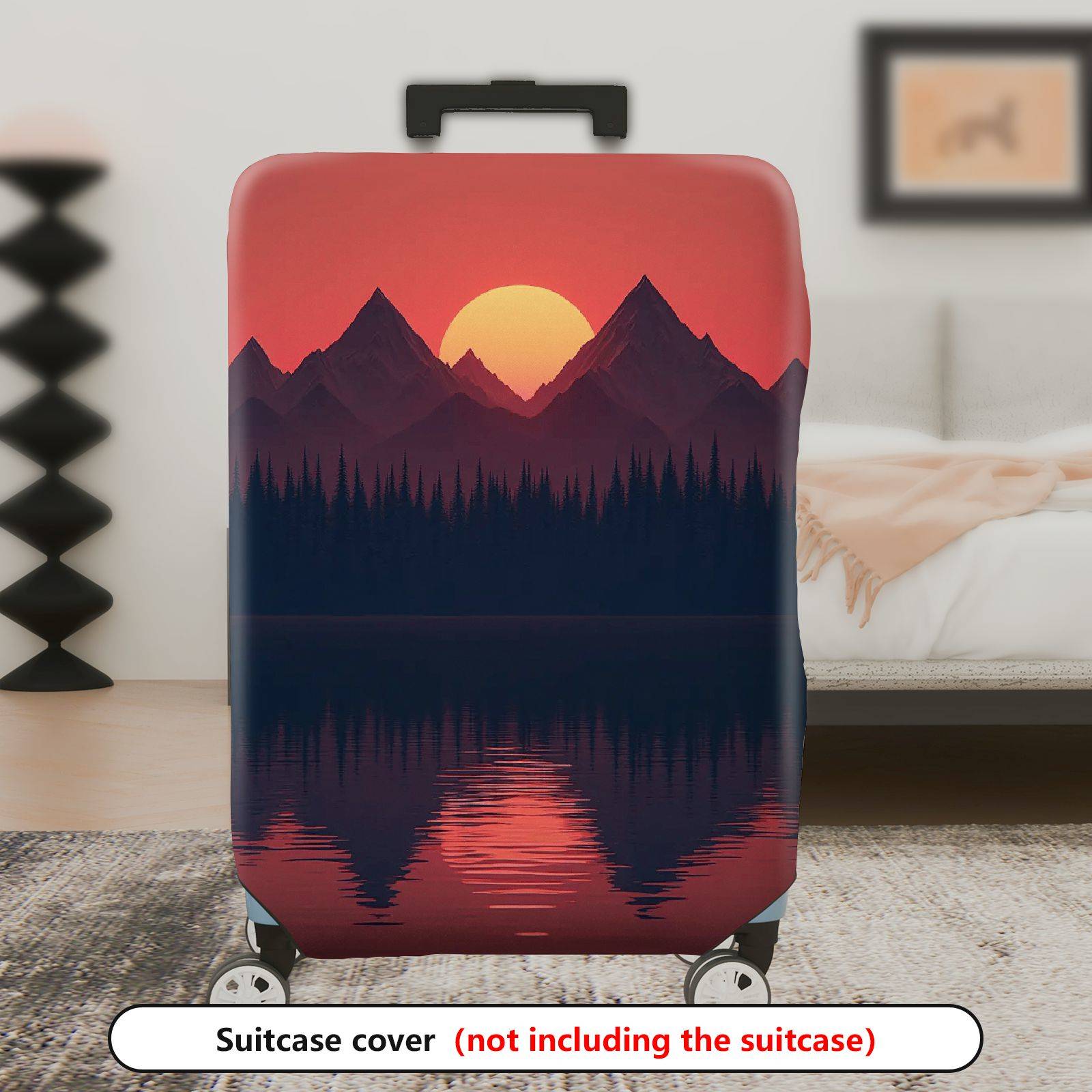 1-Piece Sunset Mountain Forest Landscape Travel  Suitcase Luggage Cover, Stretch Protective Sleeve
