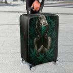 1-Piece Vintage Artistic Green Leaf Hand Pattern  Suitcase Luggage Cover, Stretch Protective Sleeve
