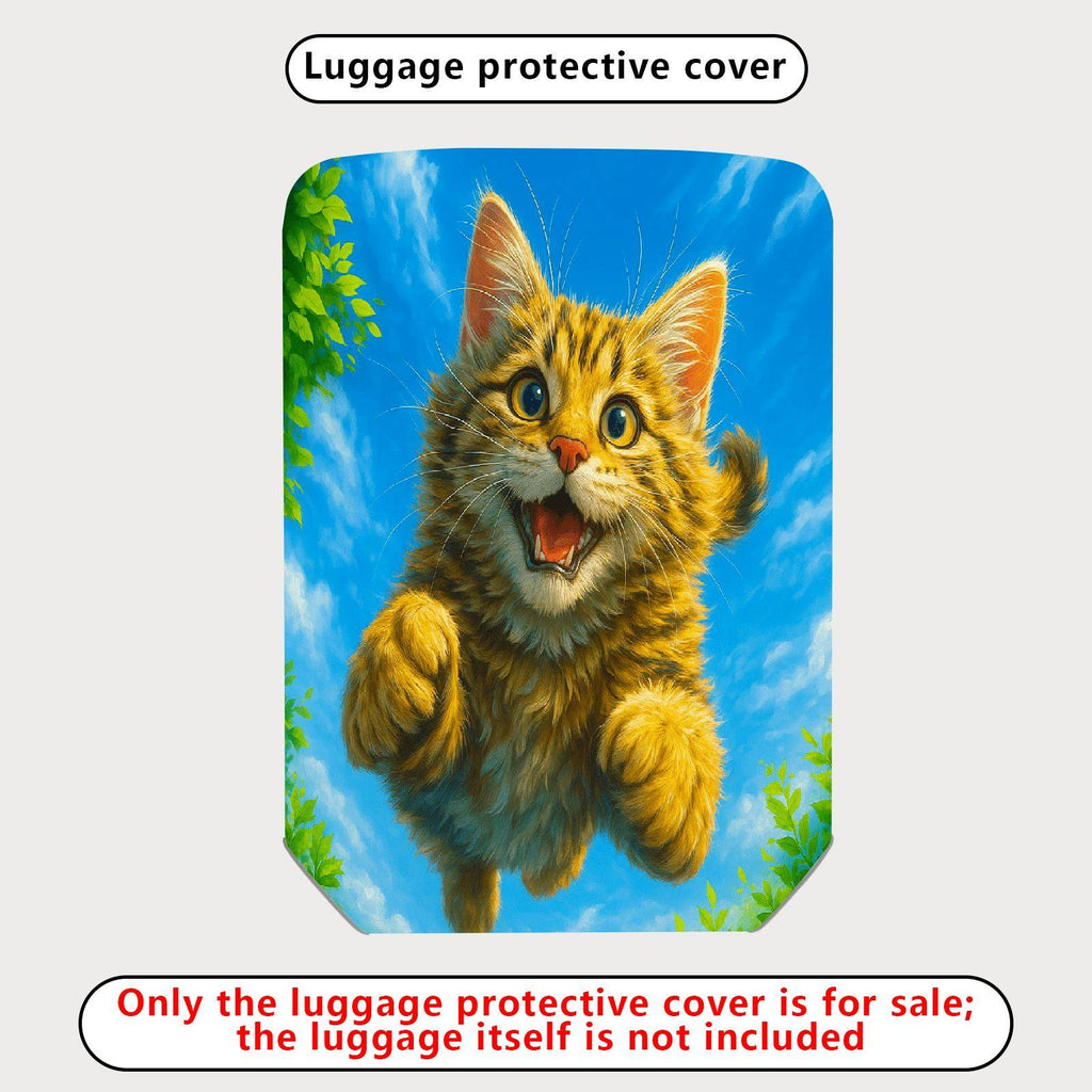 1-Piece Cute Playful Kitten Blue Sky Green Leaves  Suitcase Luggage Cover, Stretch Protective Sleeve