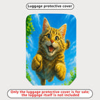 1-Piece Cute Playful Kitten Blue Sky Green Leaves  Suitcase Luggage Cover, Stretch Protective Sleeve