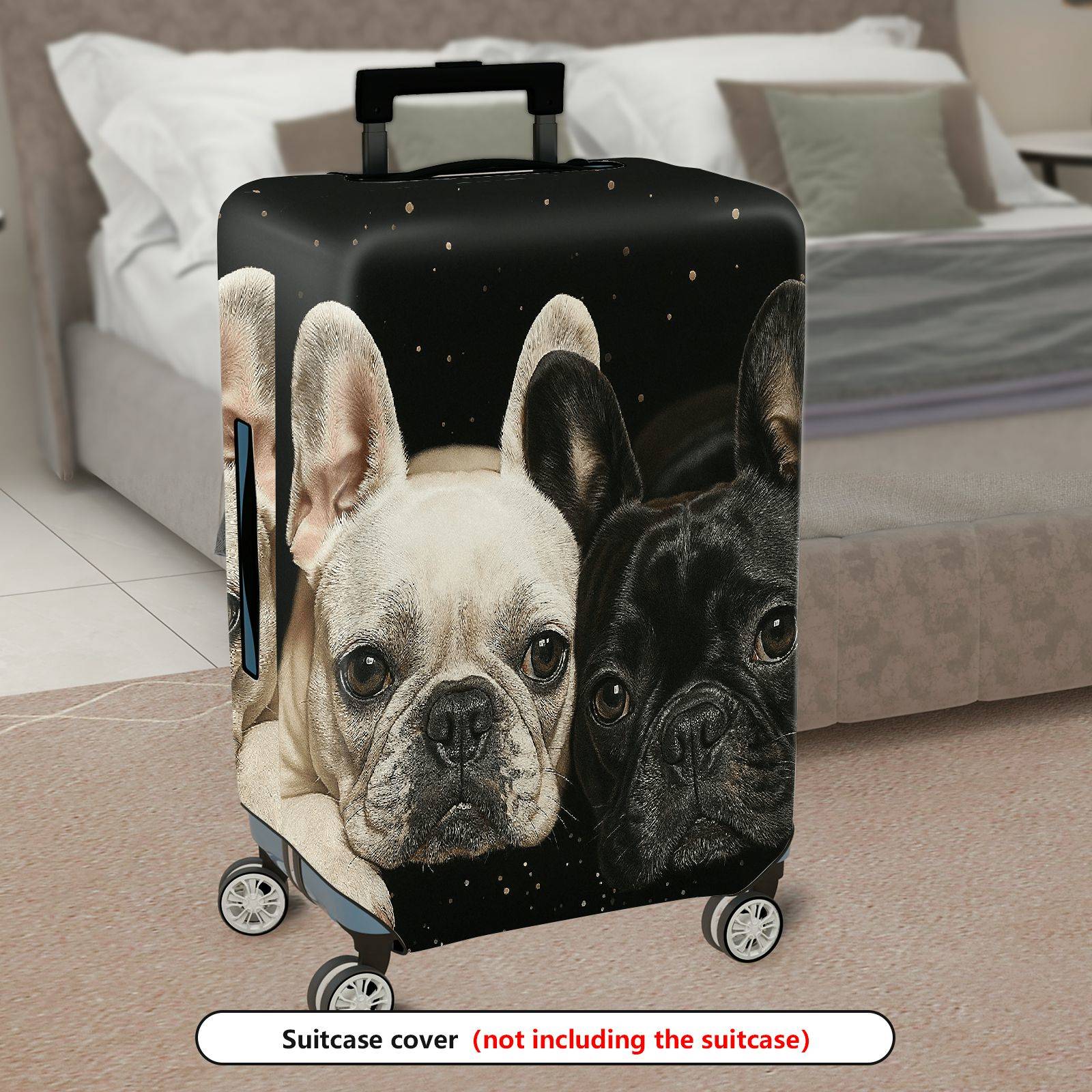 1-Piece Adorable Bulldog Starry Night Pet Lover Cute Dog  Suitcase Luggage Cover, Stretch Protective Sleeve