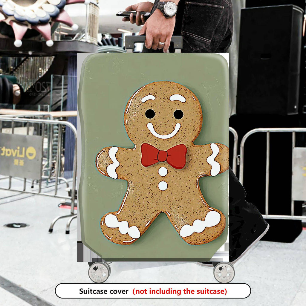 1-Piece Gingerbread Man  Holiday Festive Fun  Suitcase Luggage Cover, Stretch Protective Sleeve