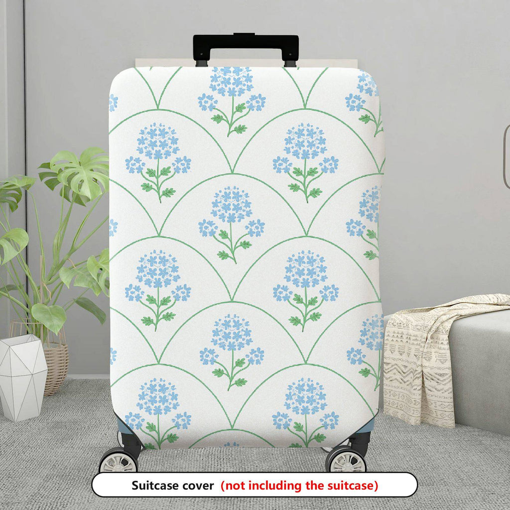 1-Piece Blue Floral Pattern Decorative Travel Holiday Elegant Stylish  Suitcase Luggage Cover, Stretch Protective Sleeve