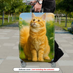 1-Piece Cat Floral Nature Vibrant Artistic Cute  Suitcase Luggage Cover, Stretch Protective Sleeve