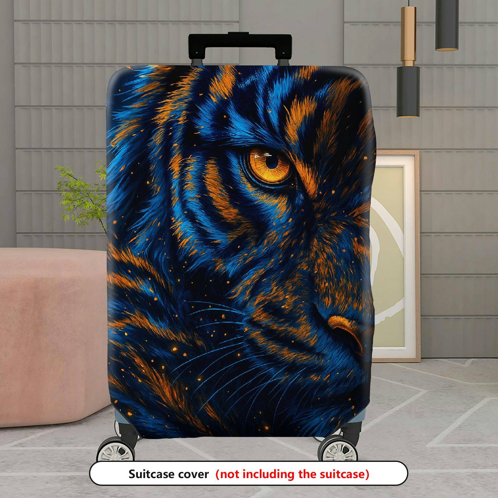 1-Piece Wild Animal Tiger Eye Art Cosmic Night  Suitcase Luggage Cover, Stretch Protective Sleeve