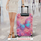 1-Piece Colorful Butterfly Floral Shimmer Watercolor Fantasy  Suitcase Luggage Cover, Stretch Protective Sleeve