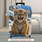 1-Piece Cute Tiger Snow Forest Winter Fun  Suitcase Luggage Cover, Stretch Protective Sleeve