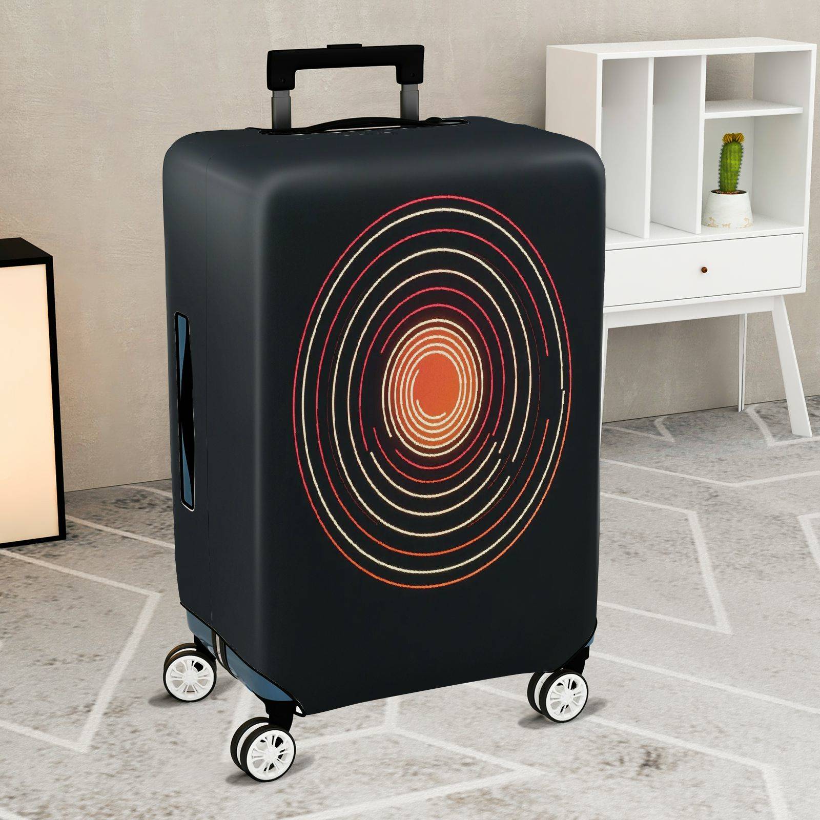 1-Piece Geometric Circular Abstract Modern Artistic Vibrant  Suitcase Luggage Cover, Stretch Protective Sleeve