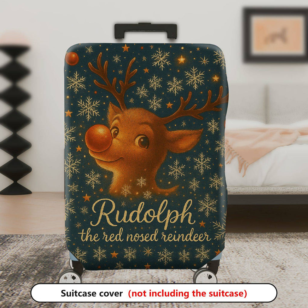 1-Piece Reindeer Snowflake Christmas Holiday Festive  Suitcase Luggage Cover, Stretch Protective Sleeve