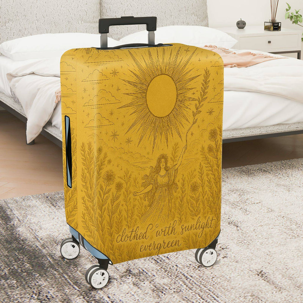 1-Piece Sunlight Nature Art Yellow Cosmic Vintage Bohemian  Suitcase Luggage Cover, Stretch Protective Sleeve