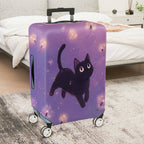 1-Piece Black Cat Dandelion Purple Cute Stylish Fun  Suitcase Luggage Cover, Stretch Protective Sleeve