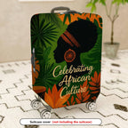 1-Piece African Culture Green Orange Black Silhouette Leaves  Suitcase Luggage Cover, Stretch Protective Sleeve