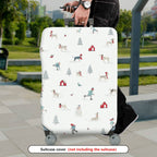 1-Piece Snowy Landscape Holiday Dog Winter Christmas Tree  Suitcase Luggage Cover, Stretch Protective Sleeve