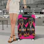 1-Piece Pink Black Brown Dog Pet Animal Cute  Suitcase Luggage Cover, Stretch Protective Sleeve