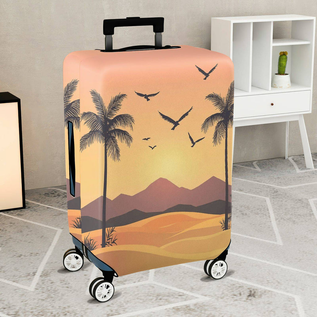 1-Piece Sunset Beach Tropical Birds Mountain Landscape Nature Scene  Suitcase Luggage Cover, Stretch Protective Sleeve