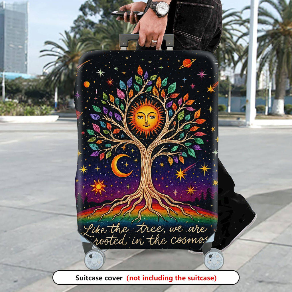 1-Piece Cosmic Tree Colorful Star Sun Moon Spaceship  Suitcase Luggage Cover, Stretch Protective Sleeve