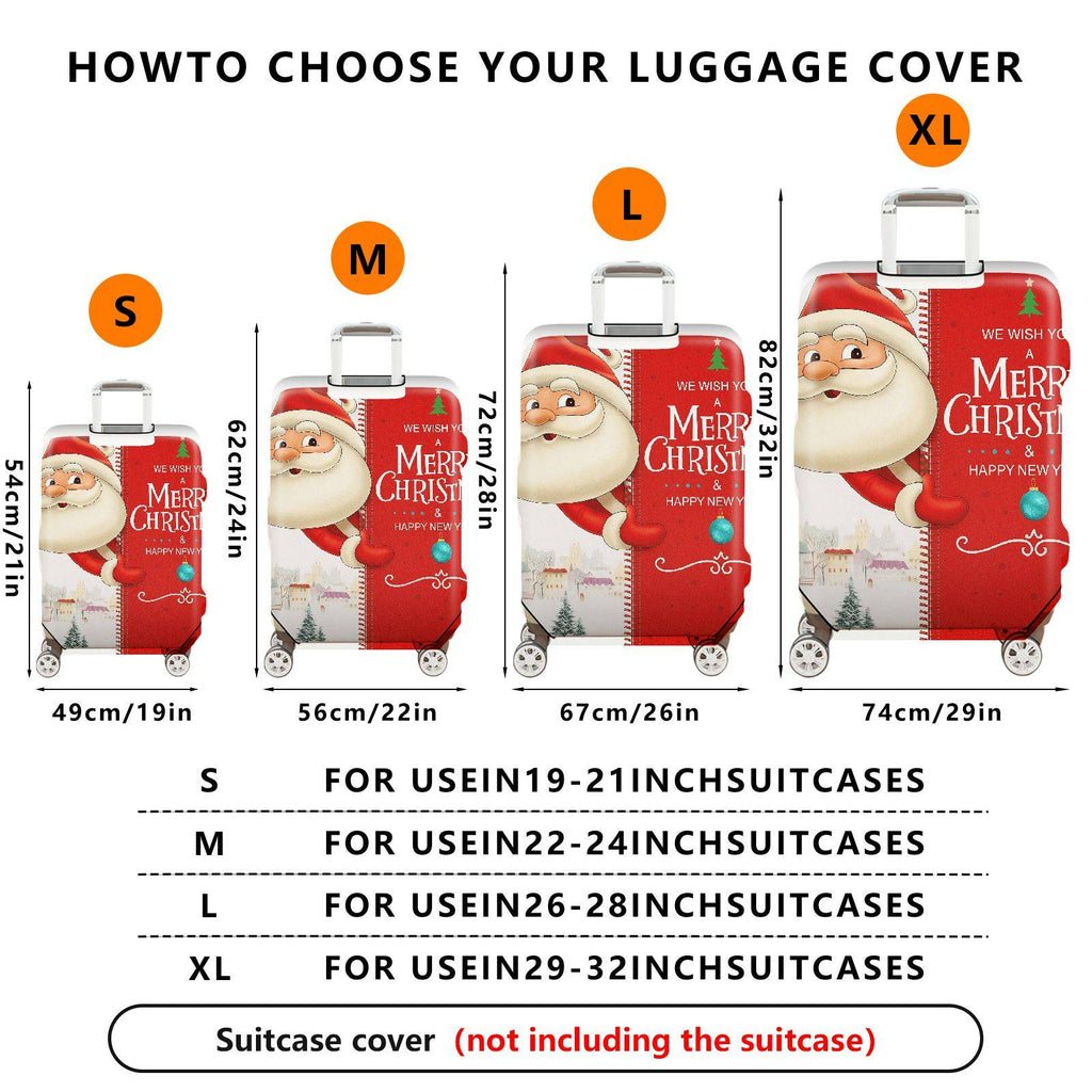 1-Piece Christmas Santa Red Holiday Decorative  Suitcase Luggage Cover, Stretch Protective Sleeve