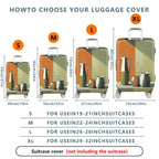 1-Piece Modern Abstract Geometric Art Vase Orange Green  Suitcase Luggage Cover, Stretch Protective Sleeve