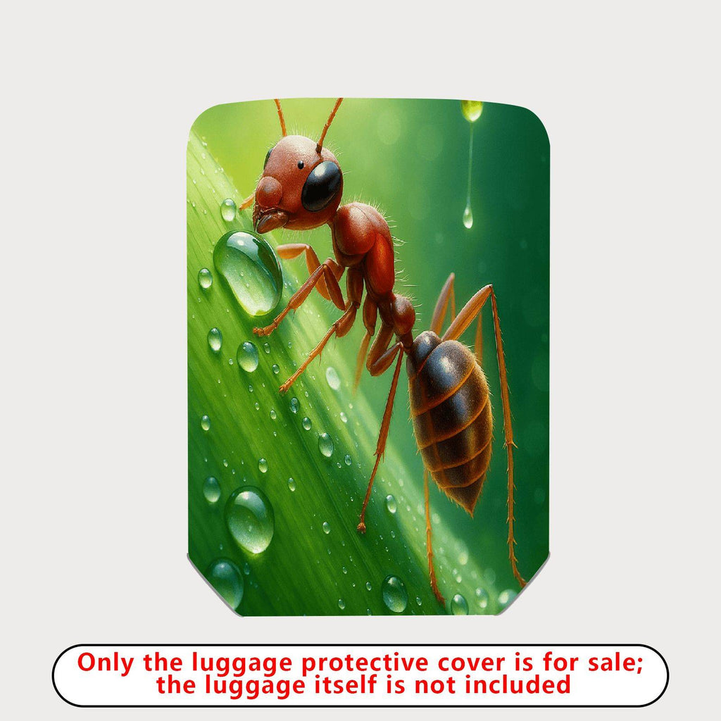 1-Piece Ant Green Nature Dew Leaf Insect  Suitcase Luggage Cover, Stretch Protective Sleeve