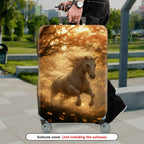 1-Piece Golden Forest Horse Fantasy Running Wildlife Artistic  Suitcase Luggage Cover, Stretch Protective Sleeve