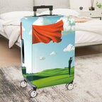 1-Piece Sky Landscape Golfing Red Flag Countryside  Suitcase Luggage Cover, Stretch Protective Sleeve