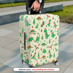 1-Piece Christmas Dinosaur Gift Tree Holiday Snow  Suitcase Luggage Cover, Stretch Protective Sleeve