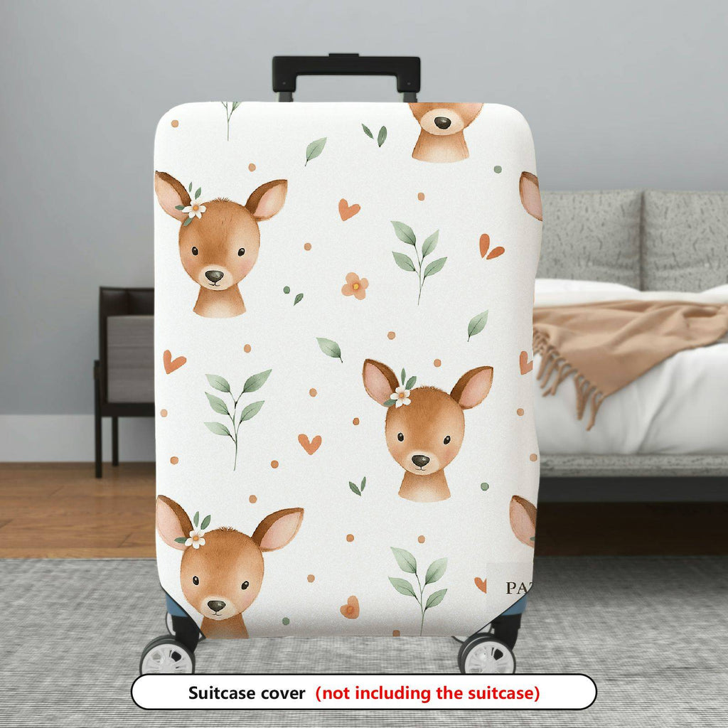 1-Piece Deer Floral Heart Leaf Pattern  Suitcase Luggage Cover, Stretch Protective Sleeve