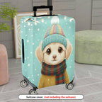 1-Piece Cute Winter Dog Snow Holiday Colorful Scarf  Suitcase Luggage Cover, Stretch Protective Sleeve