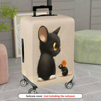 1-Piece Cute  Animal Black Cat Mouse Design  Suitcase Luggage Cover, Stretch Protective Sleeve
