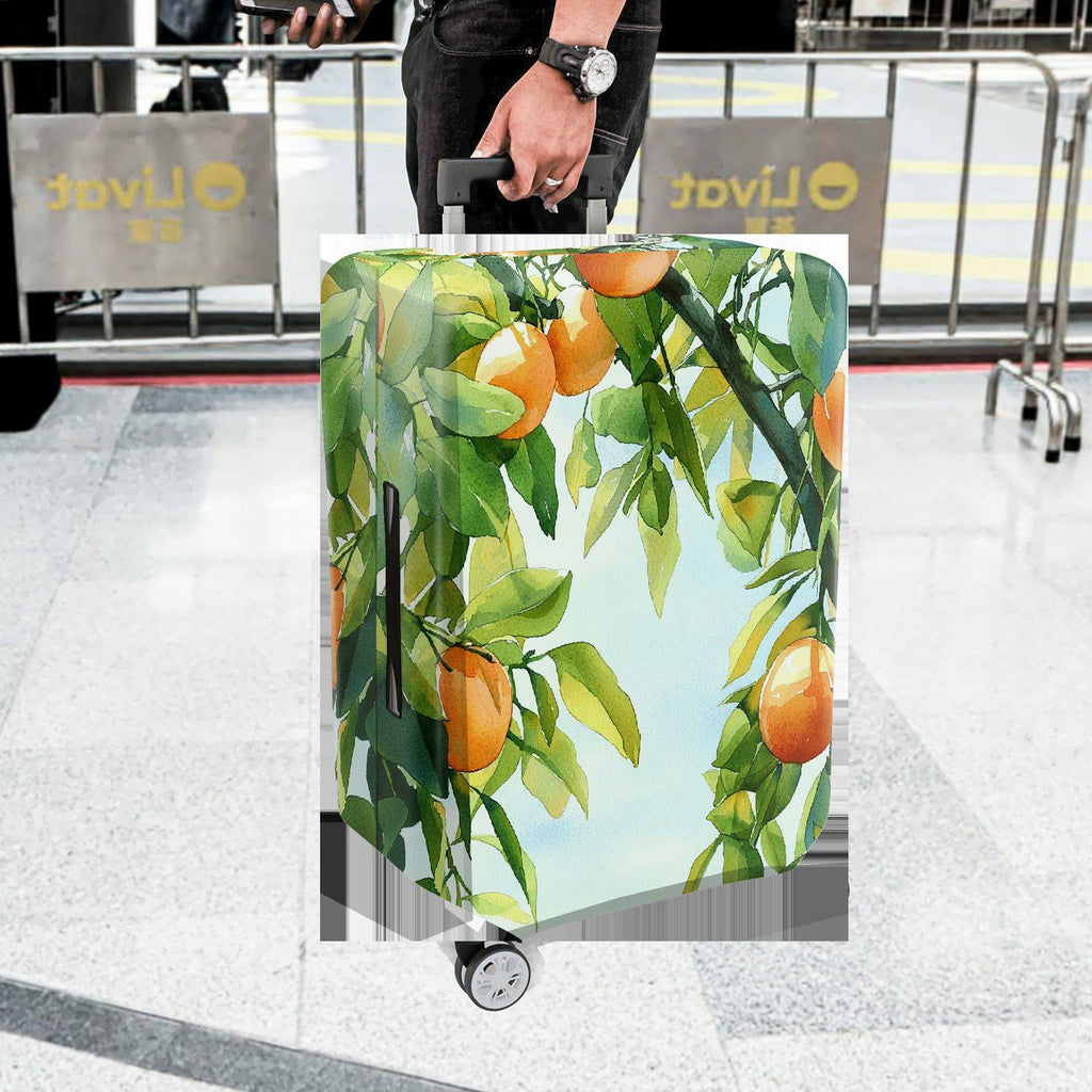 1-Piece Orange Fruit Tree Leaf Nature Travel Holiday  Suitcase Luggage Cover, Stretch Protective Sleeve