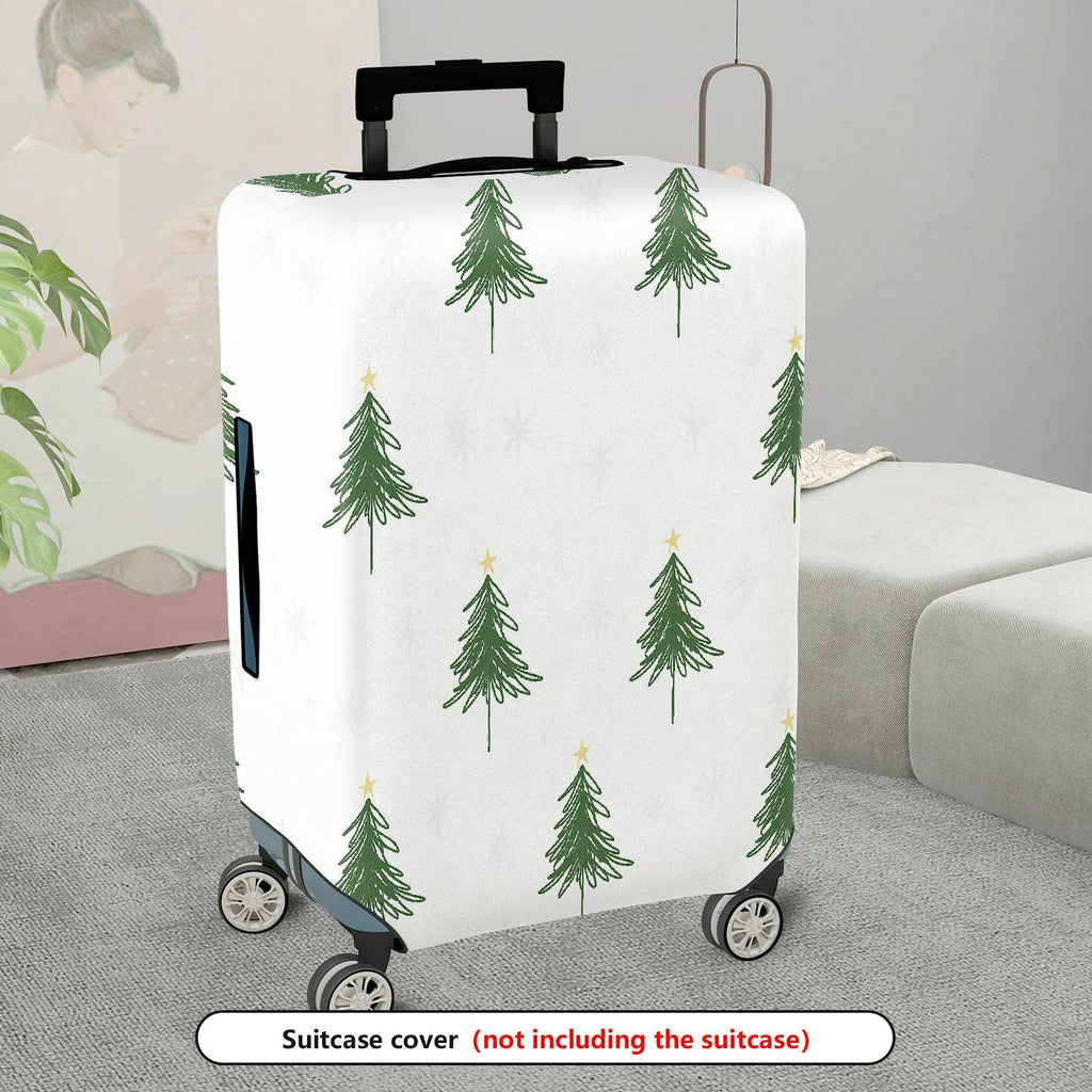 1-Piece Christmas Tree Holiday Seasonal Snow Star Winter  Suitcase Luggage Cover, Stretch Protective Sleeve