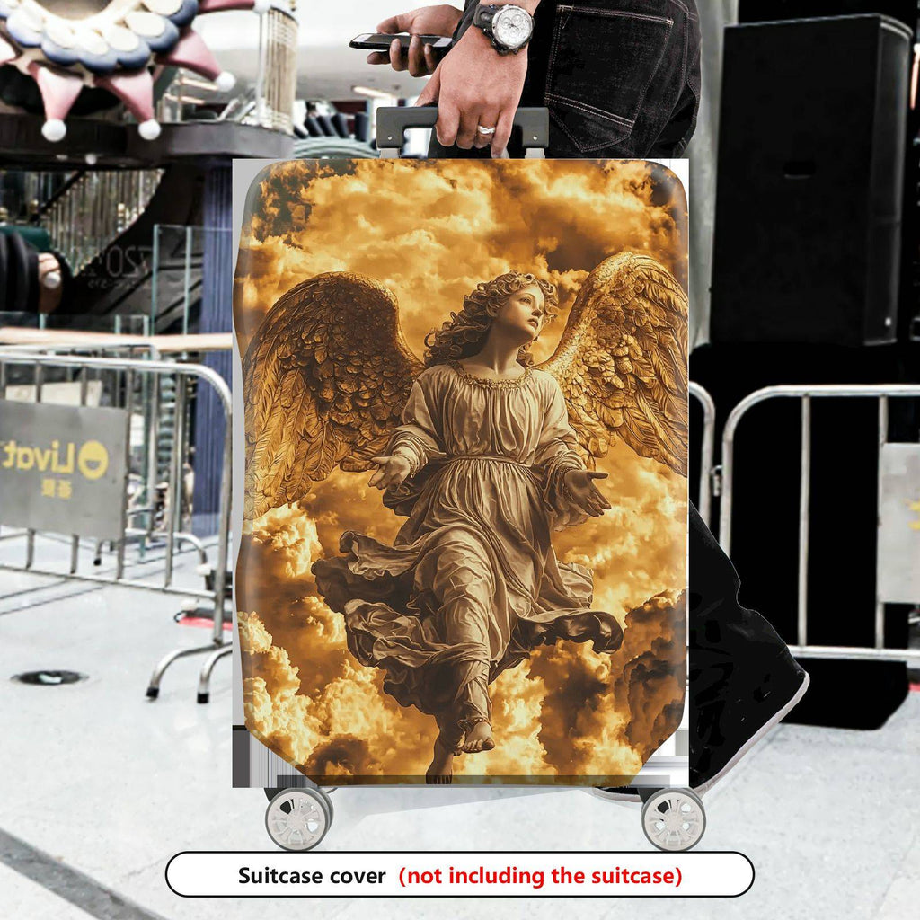 1-Piece Angelic Heavenly Clouds Golden Wings Divine Guardian  Suitcase Luggage Cover, Stretch Protective Sleeve