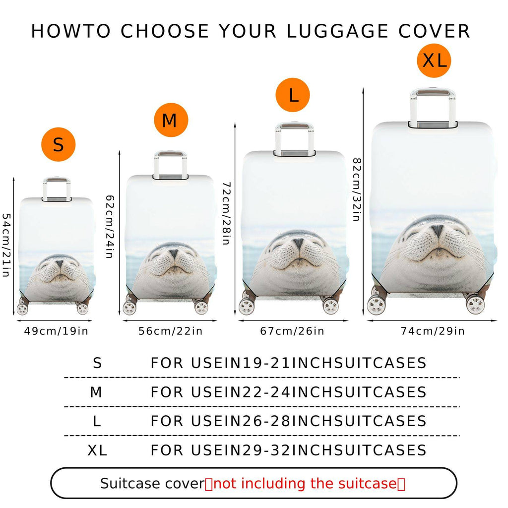 1-Piece Cute Seal Ocean Animal Blue Unique Fun  Suitcase Luggage Cover, Stretch Protective Sleeve