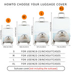 1-Piece Cute Seal Ocean Animal Blue Unique Fun  Suitcase Luggage Cover, Stretch Protective Sleeve